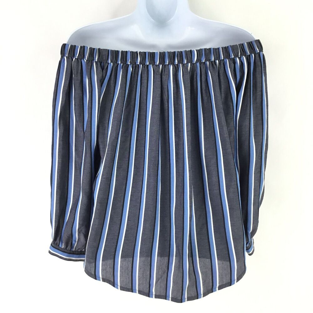 Express Reversible Top Women XS Red White Blue Stripe Off the Shoulder Patriotic - Picture 7 of 13